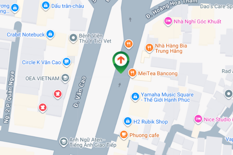 Map - Horizontal Wallscape Billboard at 17A Van Cao Street, Ba Dinh Ward, Ha Noi City (Van Cao - Hoang Hoa Tham intersection)