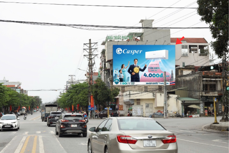 Day view - Horizontal Wallscape Billboard at 814 Hung Vuong Street, Thanh Mieu Ward, Phu Tho (Tran Nguyen Han - Hung Vuong intersection)