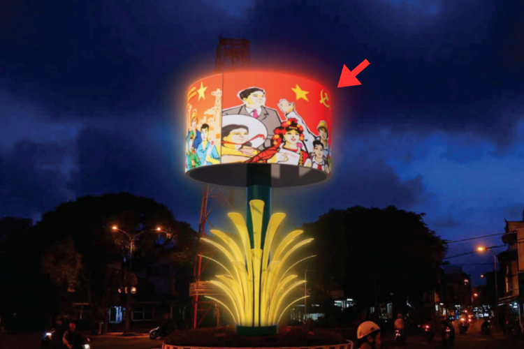 Night view - Horizontal LED Circular Unipole Billboard at 1 Nguyen Trung Truc, Long An Ward, Tay Ninh