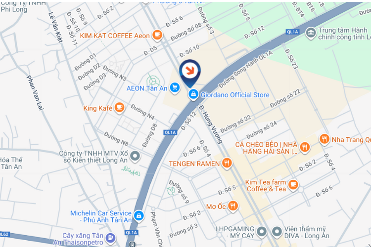 Map - Horizontal LED Unipole Billboard at Hung Vuong, Long An Ward, Tay Ninh